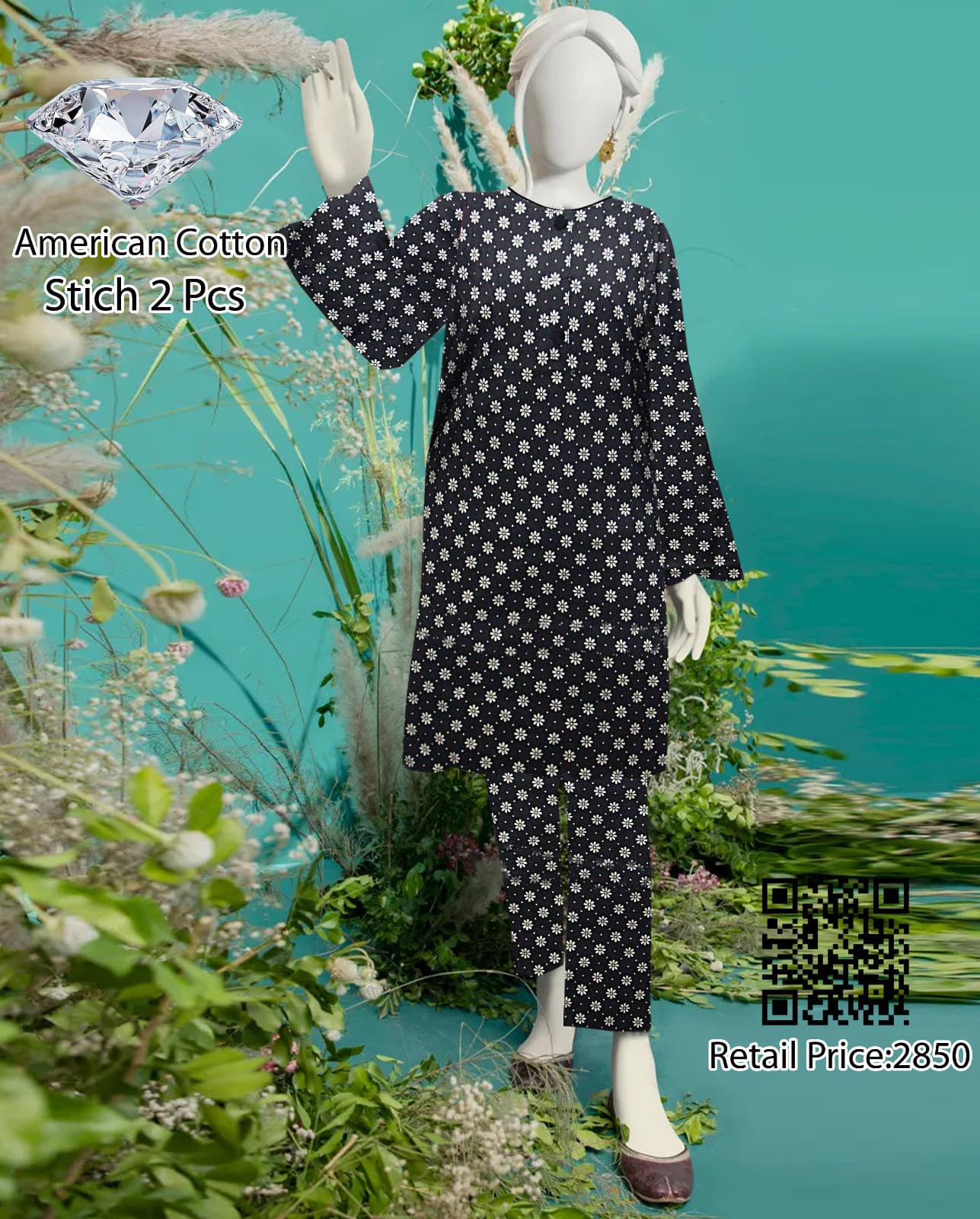 DIAMOND COTTON STITCHED  2PC